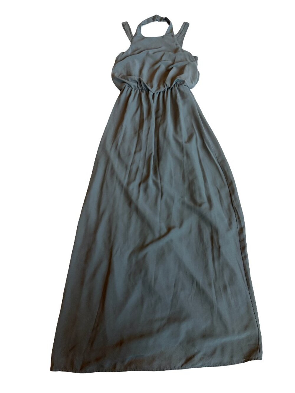 Jodi Kristopher Grey Maxi Dress Gown Full-Length Halter Flowy Chiffon Size Small